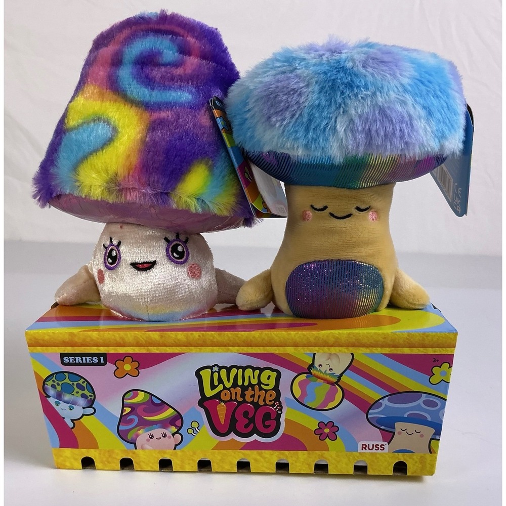 Pair Russ‎ Living on the Veg Plush Toy Set Mushroom Rainbow Series 1